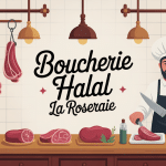 Boucherie halal la basse cote de la roseraie étal de viandes ambiance traditionnelle