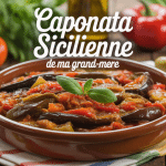 Caponata sicilienne de ma grand-mère aubergines et légumes sur table