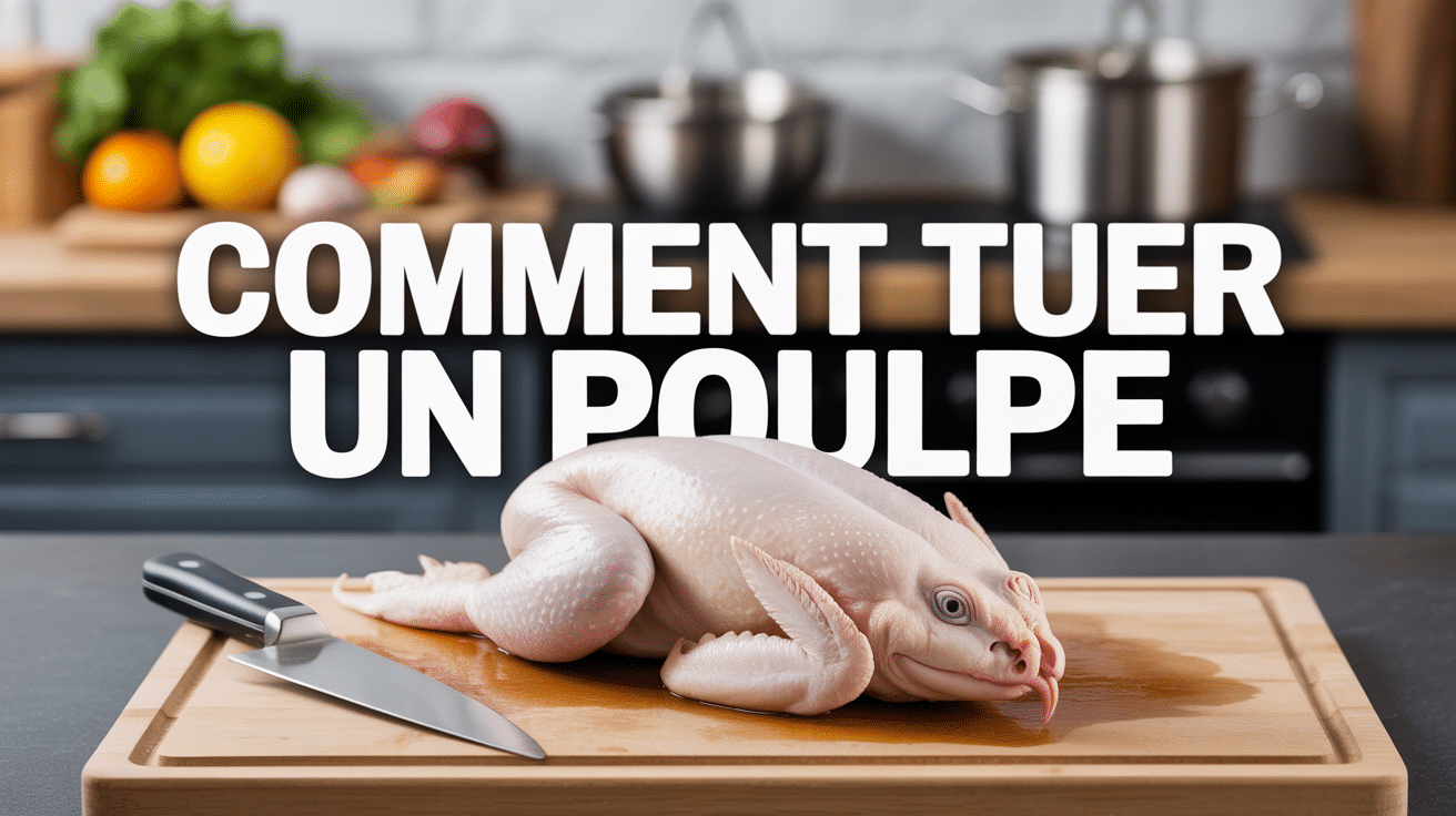 Comment tuer un poulpe illustré sur une planche de cuisine