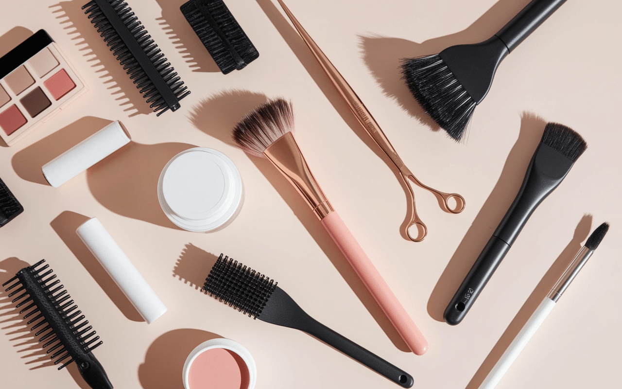 Outils essentiels pour la coupe banane flat lay