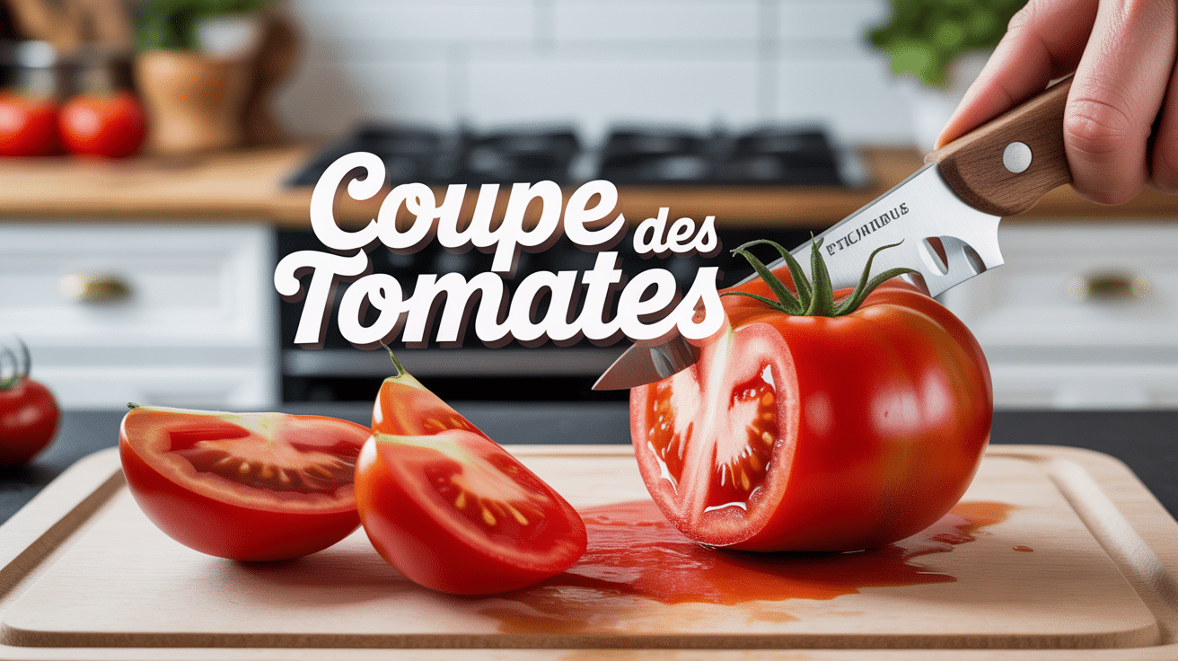 Coupe tomates avec couteau dentelé et tranches régulières