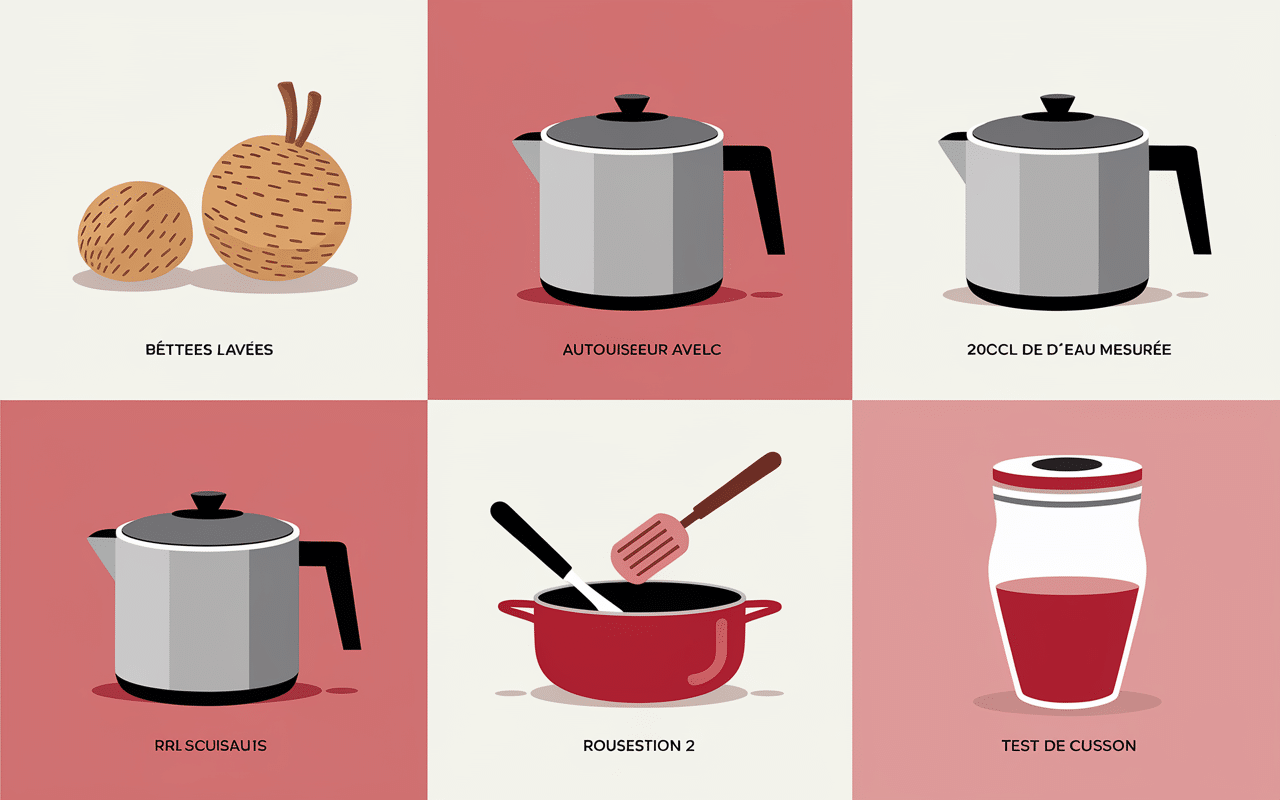 Étape par étape cuisson des betteraves rouges en autocuiseur