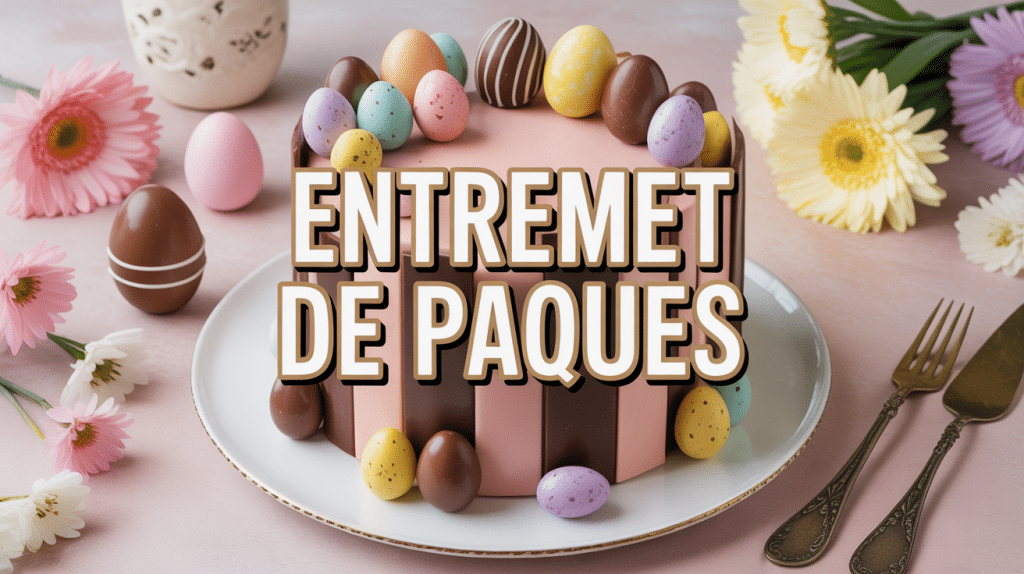 entremet paques sur table de fête décorée