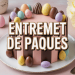 entremet paques sur table de fête décorée