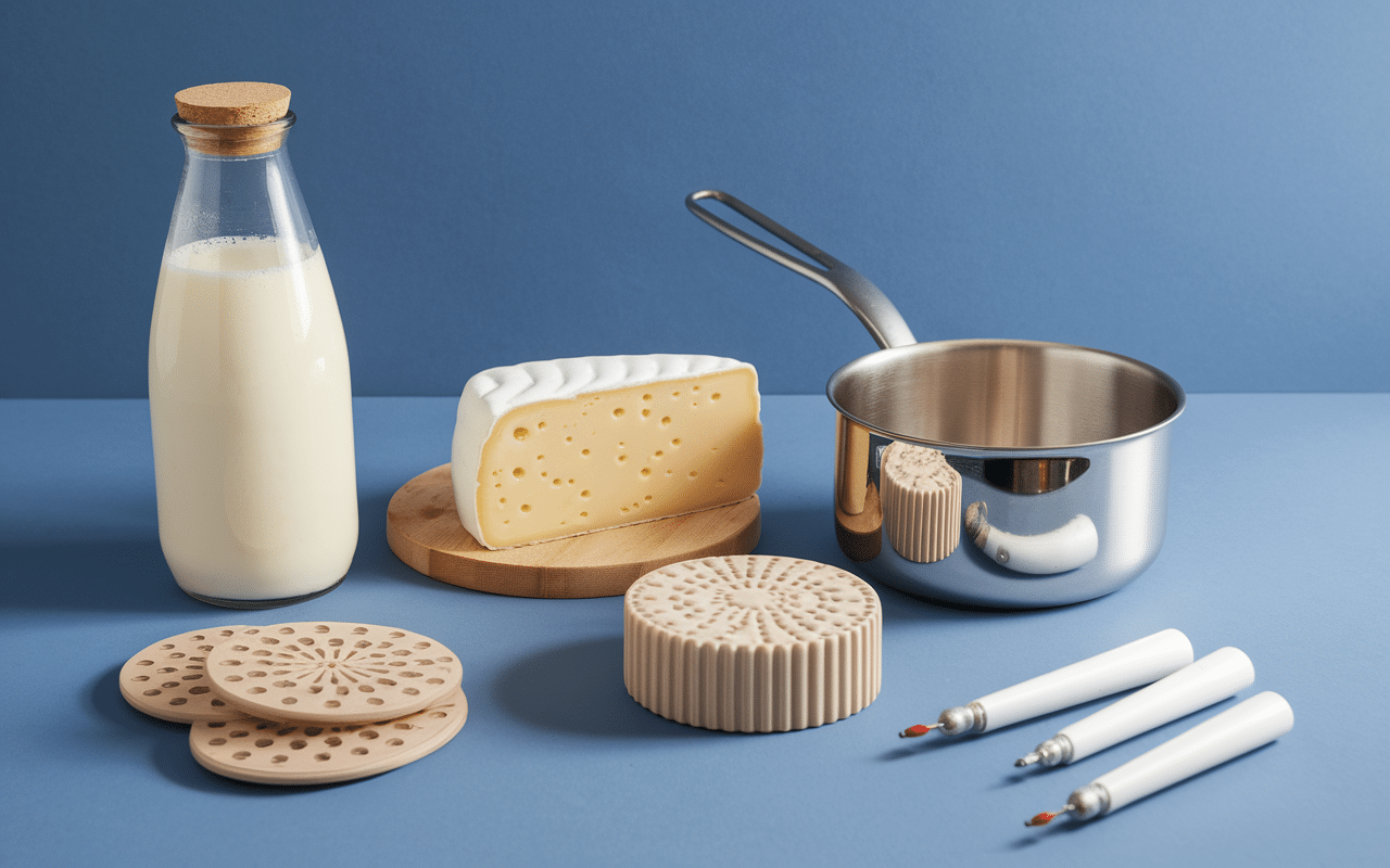 Ingrédients et matériel fabrication de fromage de chèvre