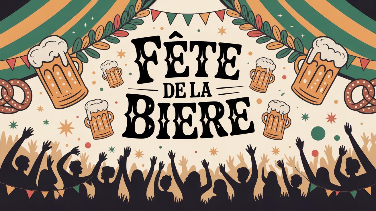 Fête de la bière 2024 grande tente, chopes et foule en fête