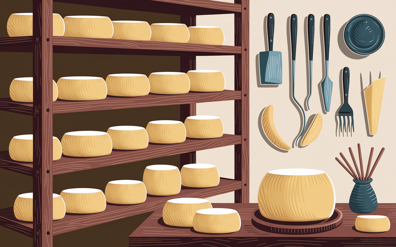 Artisan travaillant le fromage fermenté dans atelier