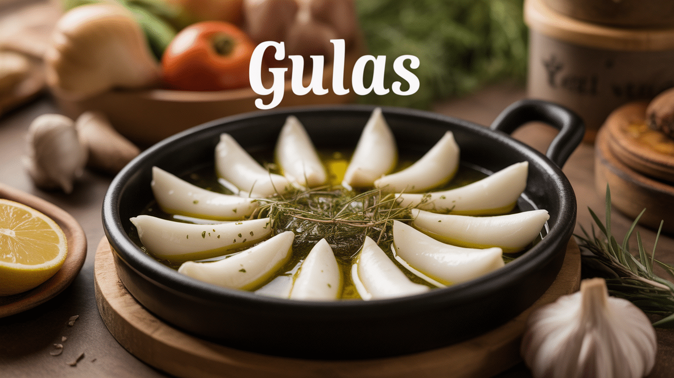 Gulas Espagne assiette typique sautées ail huile d'olive