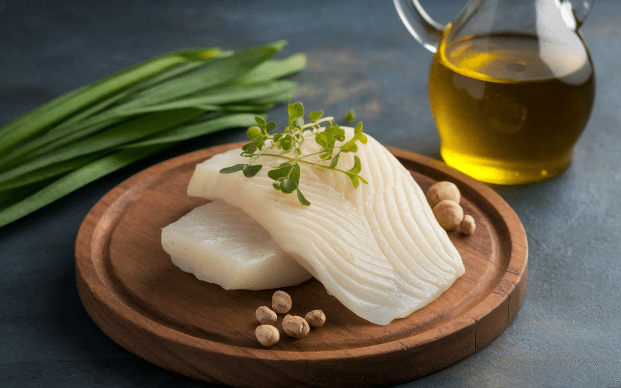 Ingrédients morue à l'ail à la poêle, morue, ail, persil, huile