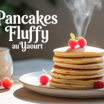 Stack pancakes fluffy yaourt avec fruits rouges