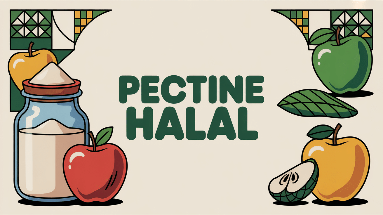 Pectine halal illustration avec fruits et certification