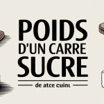 Illustration du poids d'un carré de sucre sur balance
