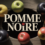 pommes noires composition artistique sur bois