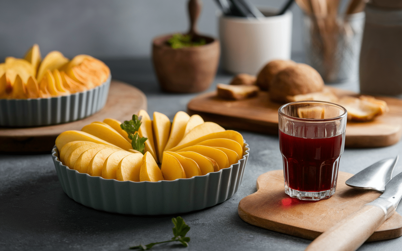 préparation culinaire pomme noire cuisine