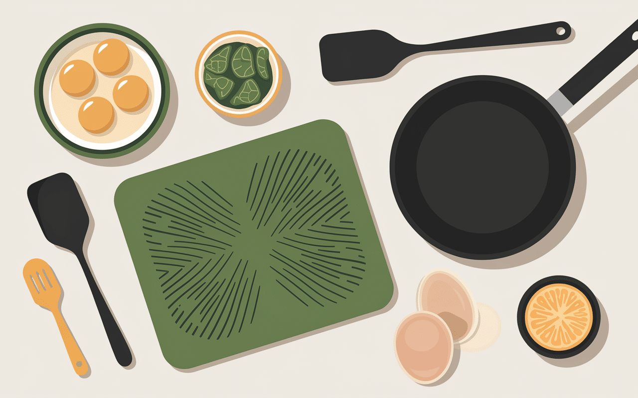 Préparation ingrédients omelette à l'aillet en cuisine