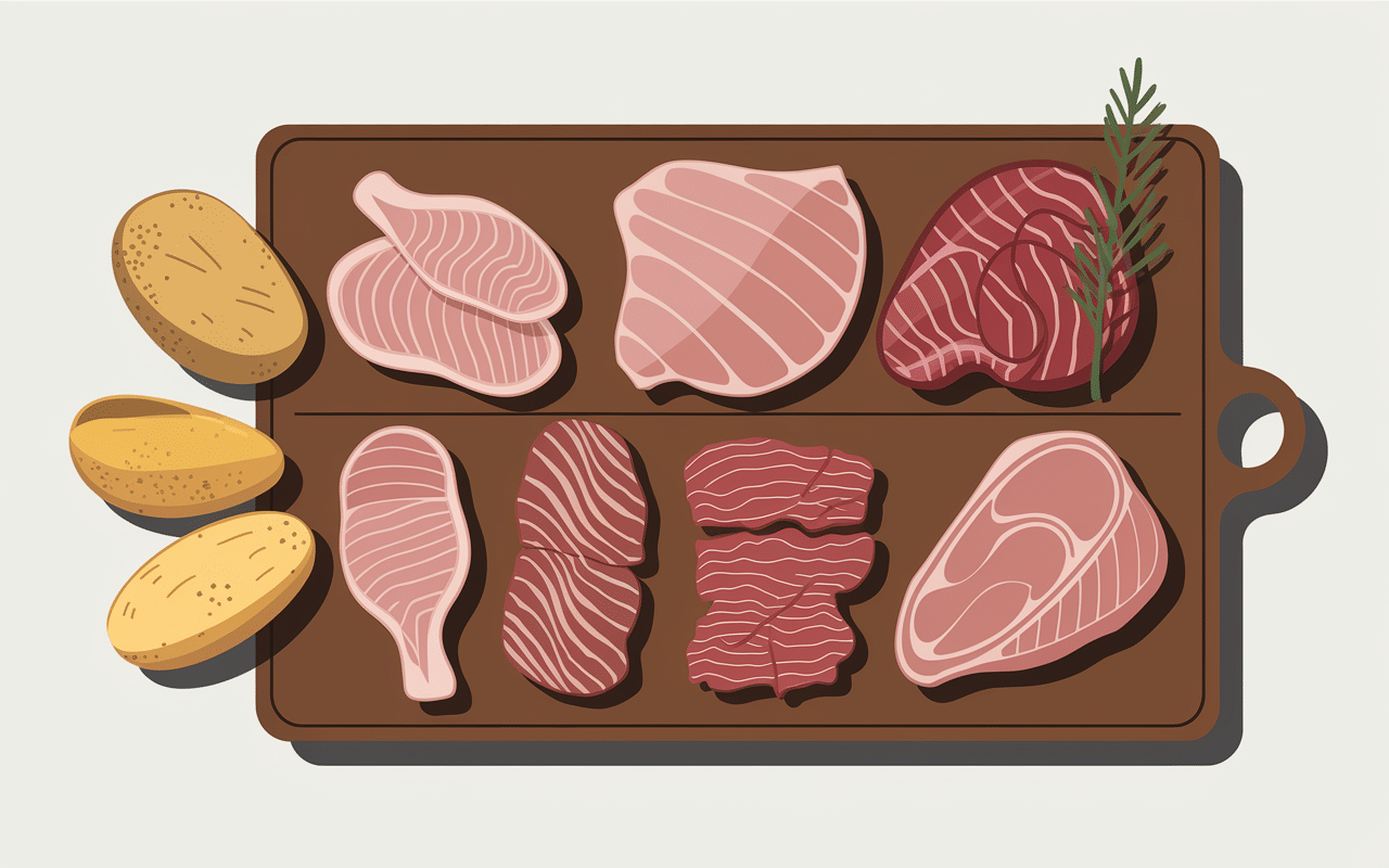 planche de viandes et patates douces appétissantes