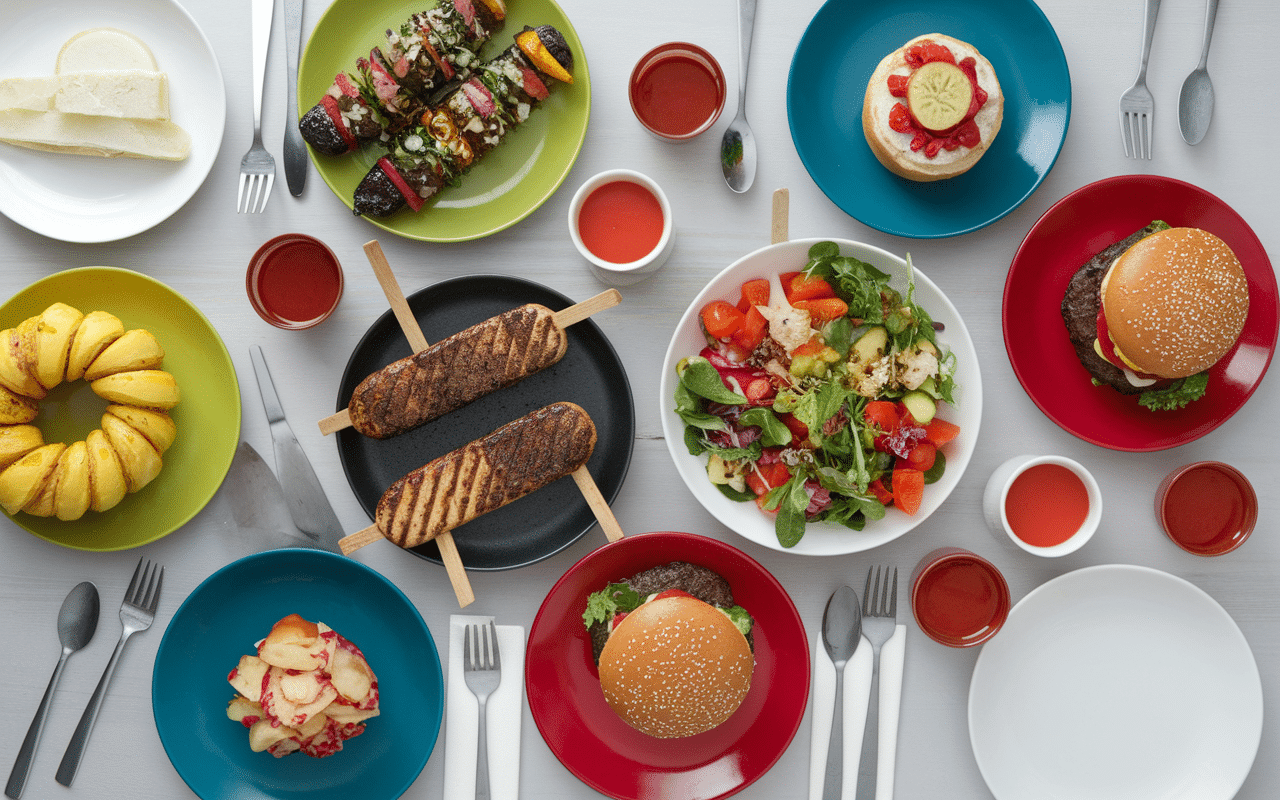 Divers plats avec sauce piment doux