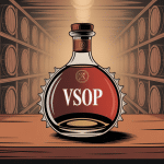 bouteille cognac vsop étiquette dorée tonneaux cave