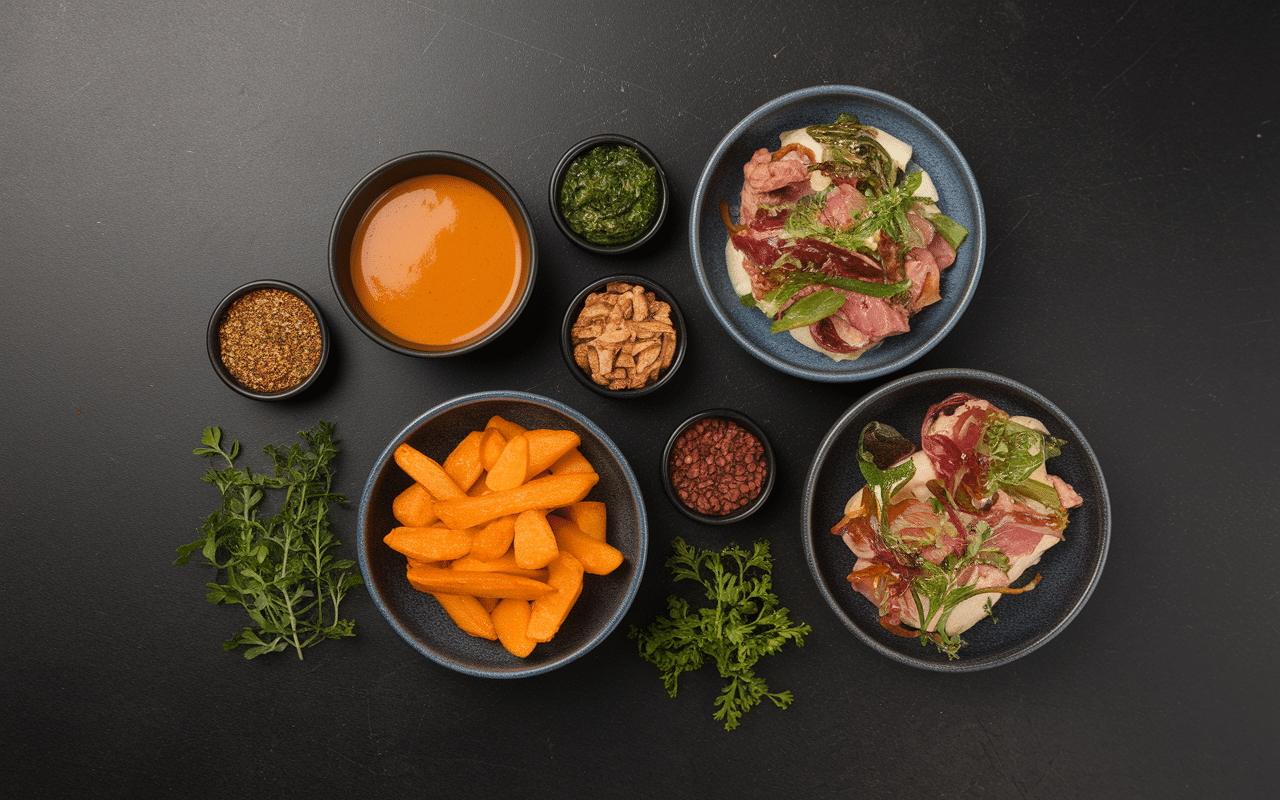 accompagnement hot dog frites patate douce légumes sauce