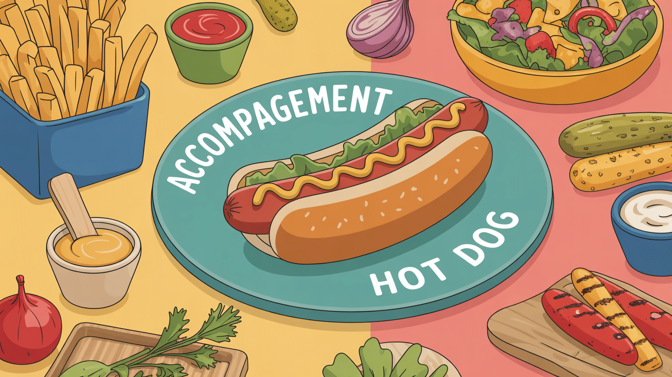 accompagnement hot dog frites salade sauce légumes grillés