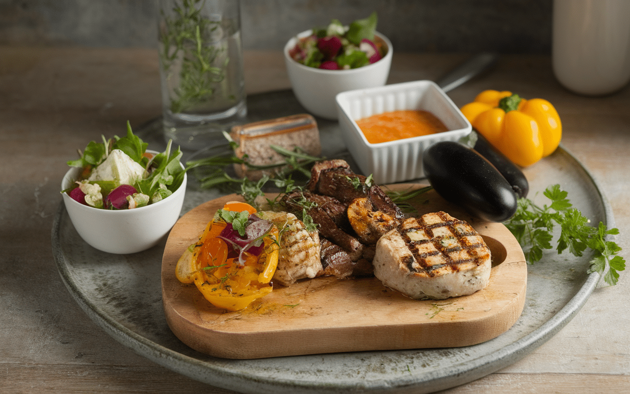 accompagnement saucisse barbecue légumes grillés salades sauces