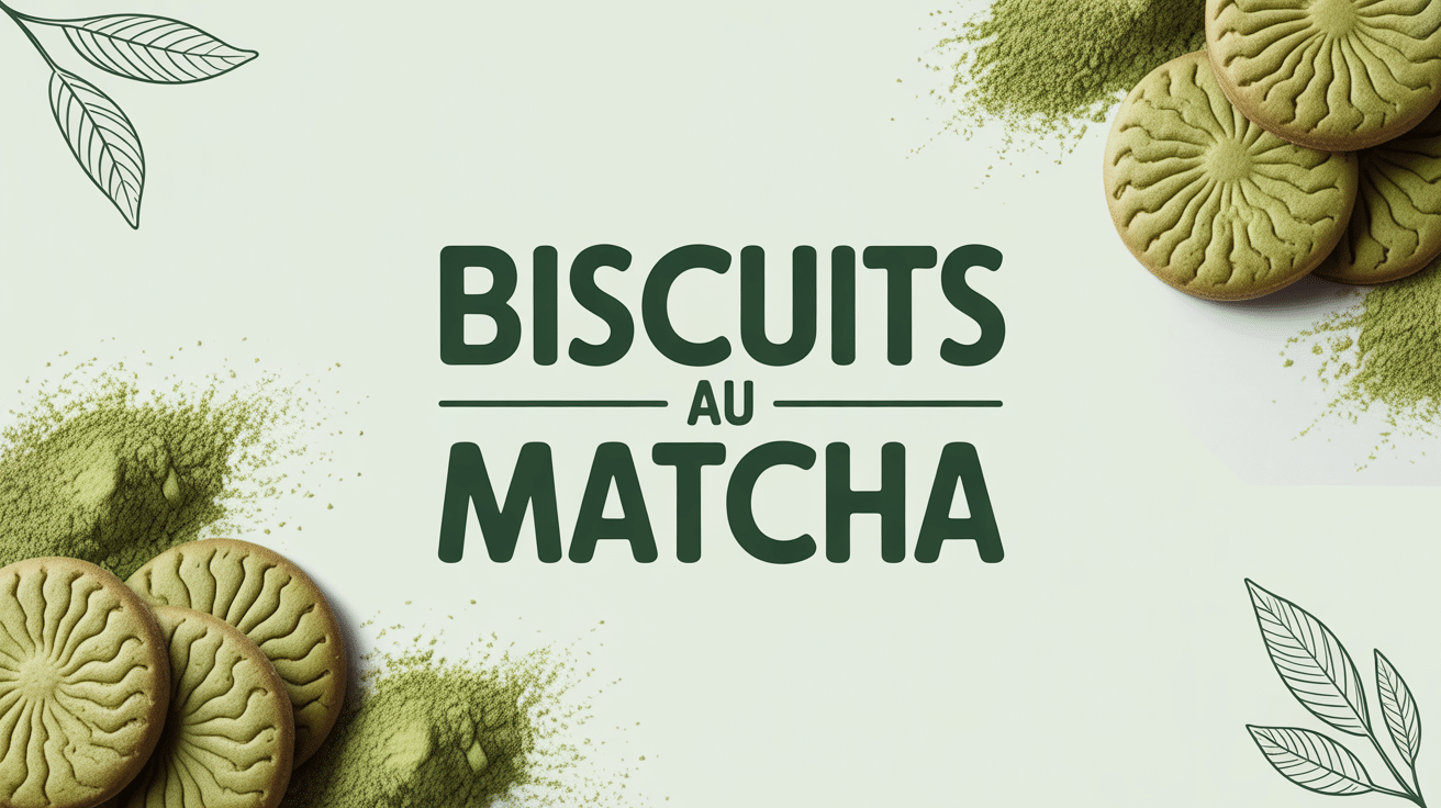 Assortiment de matcha biscuits sur fond clair avec poudre de thé