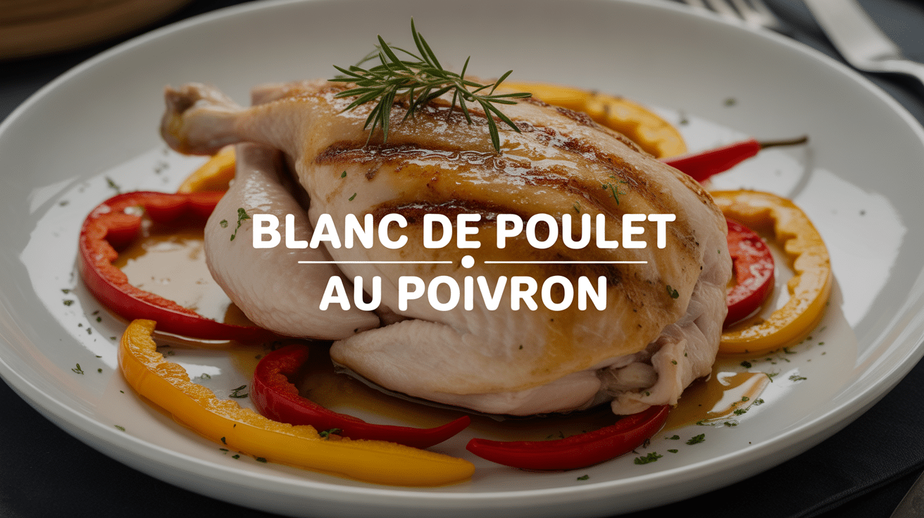 blanc de poulet au poivron grille avec poivrons rouges et jaunes
