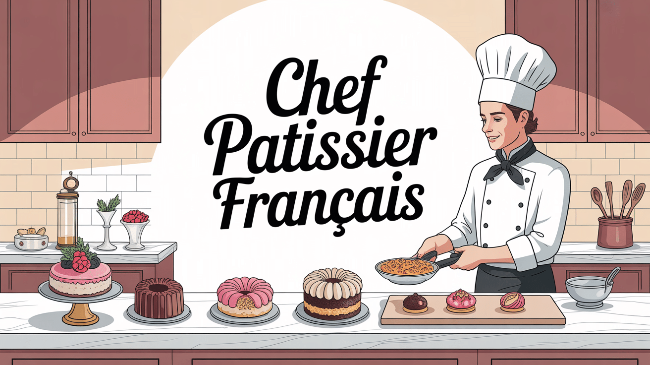 chef patissier francais elegant avec patisseries raffinées