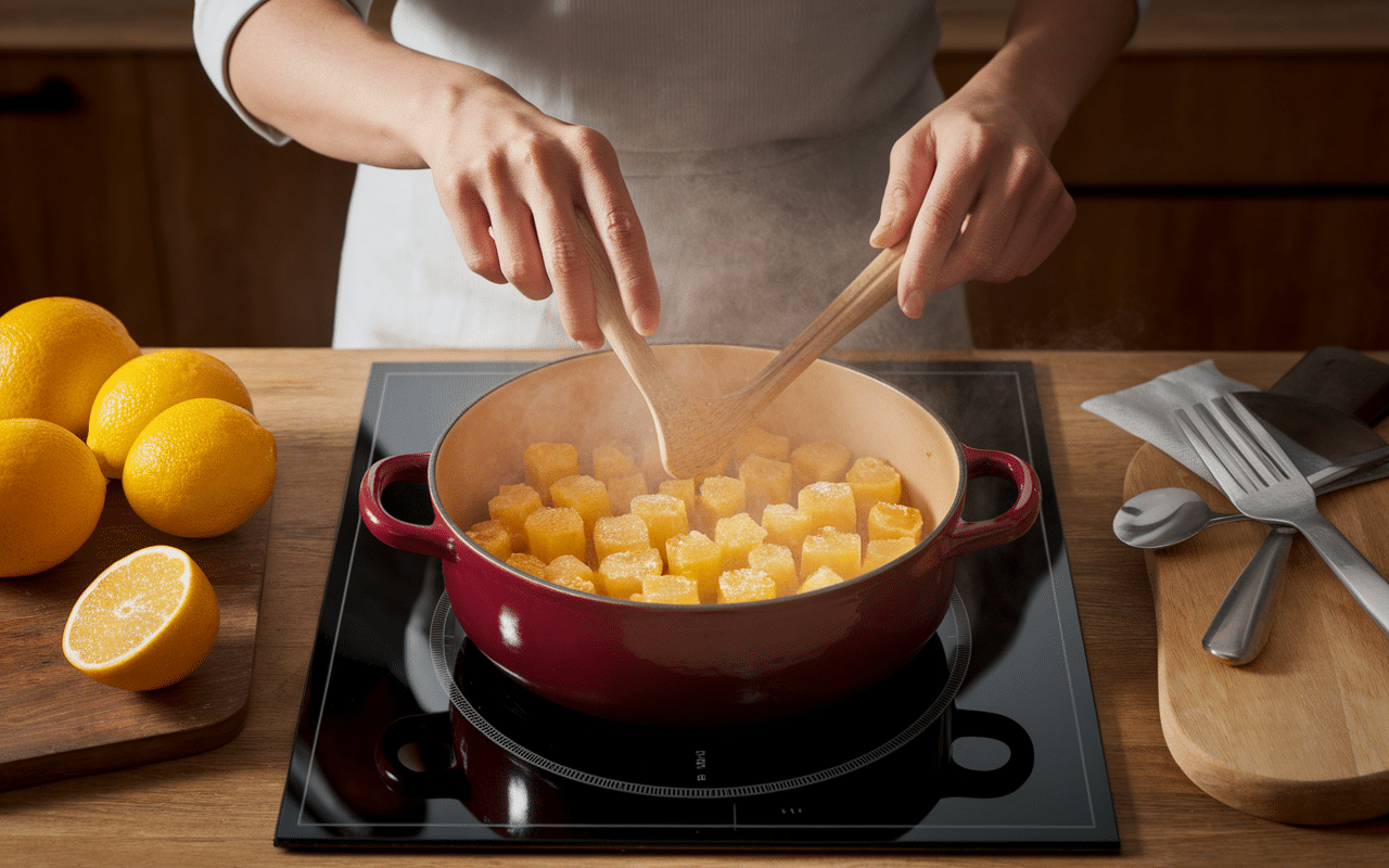 Préparation citron confit sucre en bocal étapes cuisson bocaux