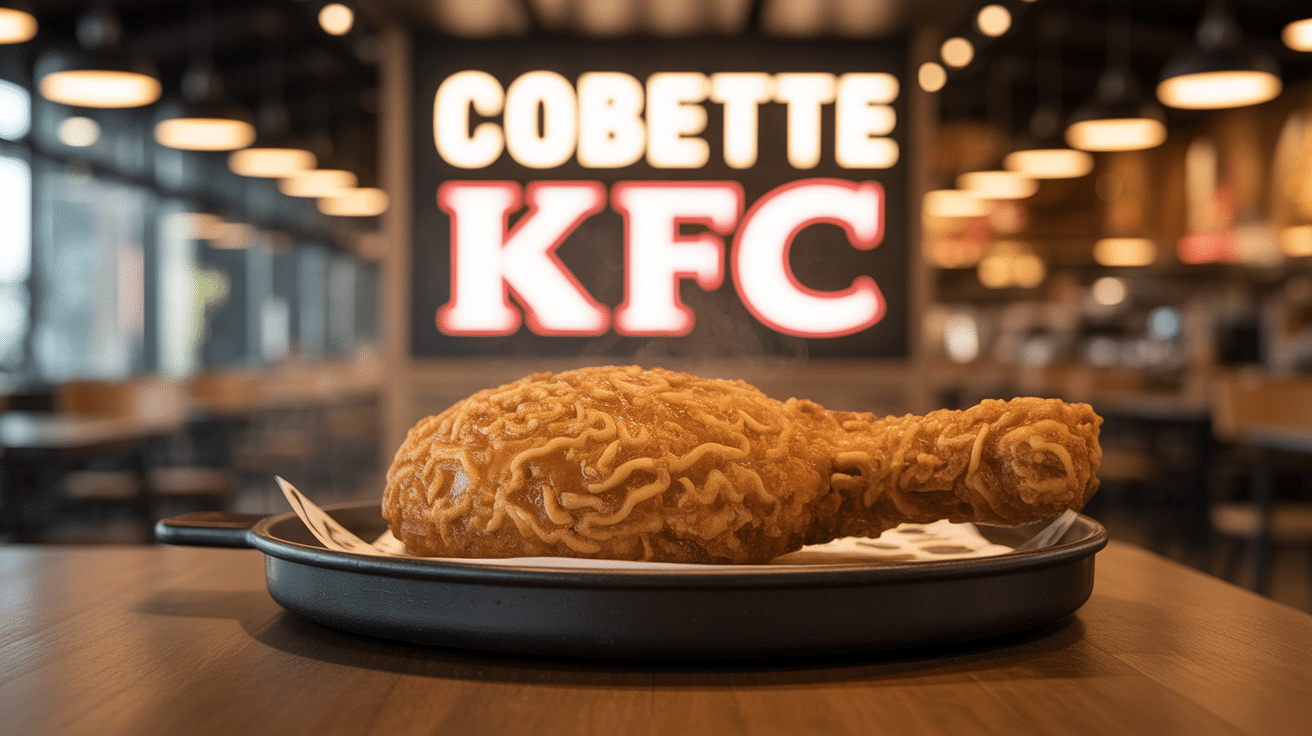 cobette kfc épi de maïs vapeur sur fond fast-food