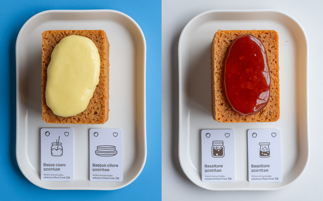 Parts de gâteau basque crème et cerise conservation