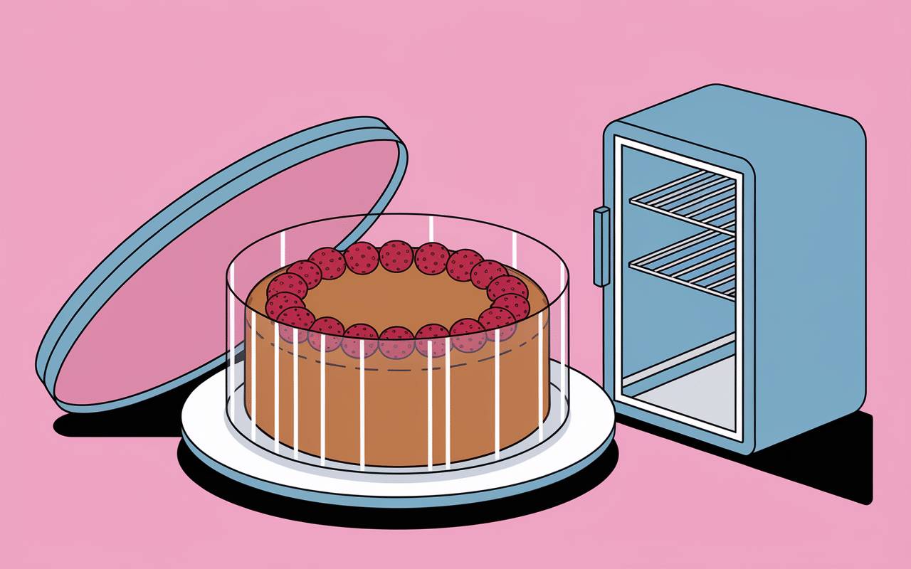 Gâteau basque filmé en boîte hermétique réfrigérateur