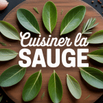 Cuisiner la sauge vue artistique planche bois