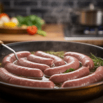 cuisson saucisse de francfort dans une casserole vapeur