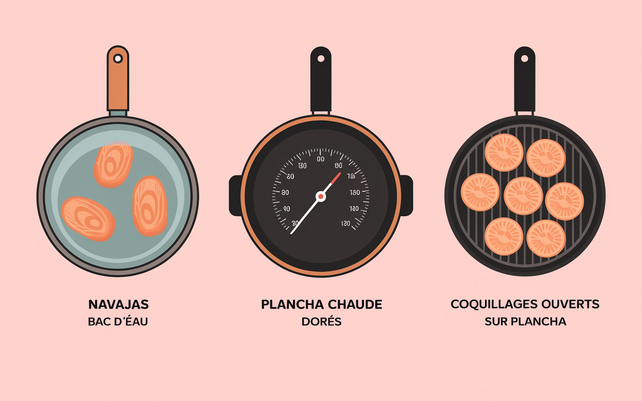 étapes navajas a la plancha nettoyage cuisson plancha