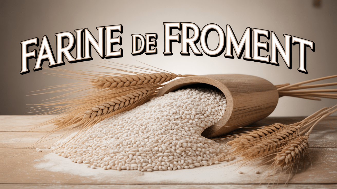Tas de farine de froment blanche et grains de blé