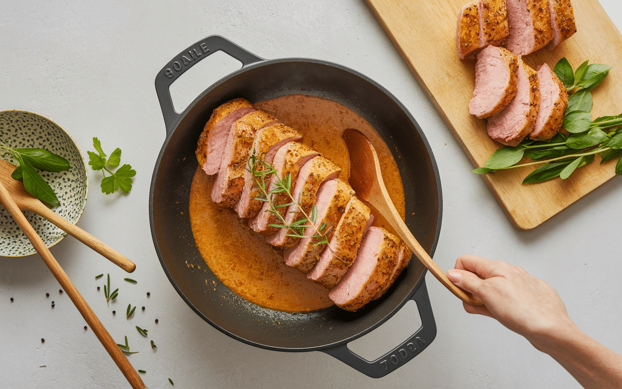 Étapes cuisson filet mignon en sauce fond de veau