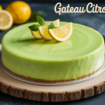 gateau citron vert moelleux tranché glaçage brillant