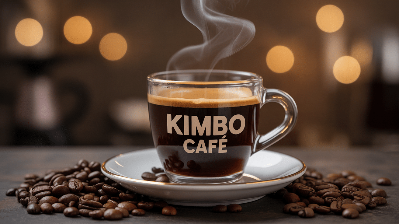 tasse kimbo café espresso sur grains