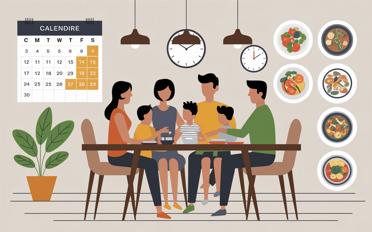 menu du mois, organisation familiale autour de la table
