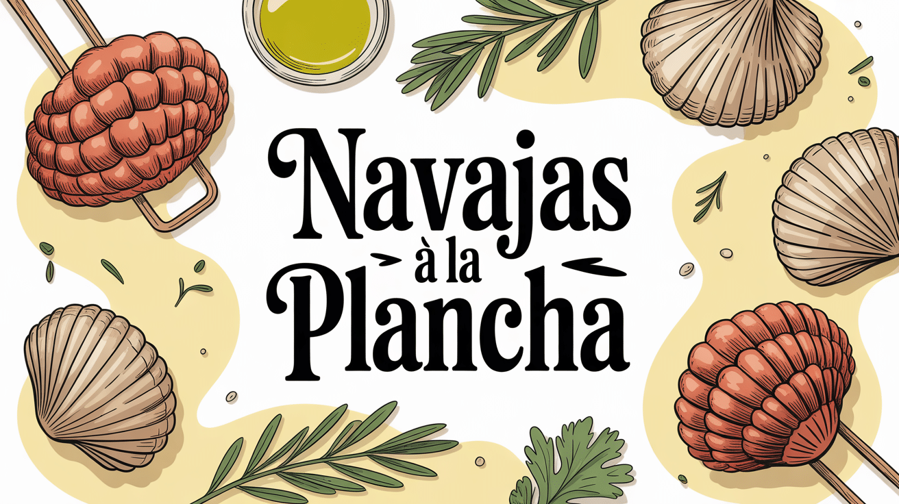 navajas a la plancha dorés sur plancha avec huile d'olive