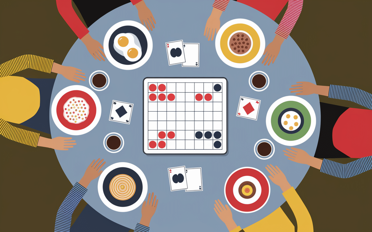 soiree jeux avec plats en i iles flottantes roulade gateau vapeur