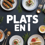 table avec plats en i iles flottantes poisson grillé aubergine