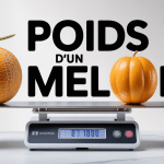Poids melon charentais entier sur balance