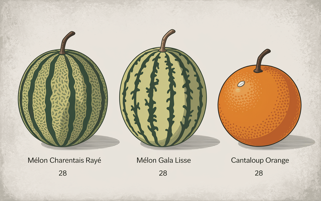 Comparatif poids melon variétés