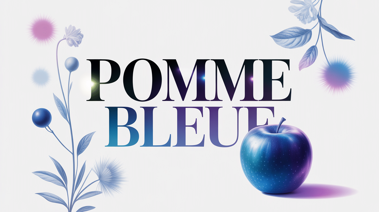 Photo d'une pomme bleue sur fond blanc