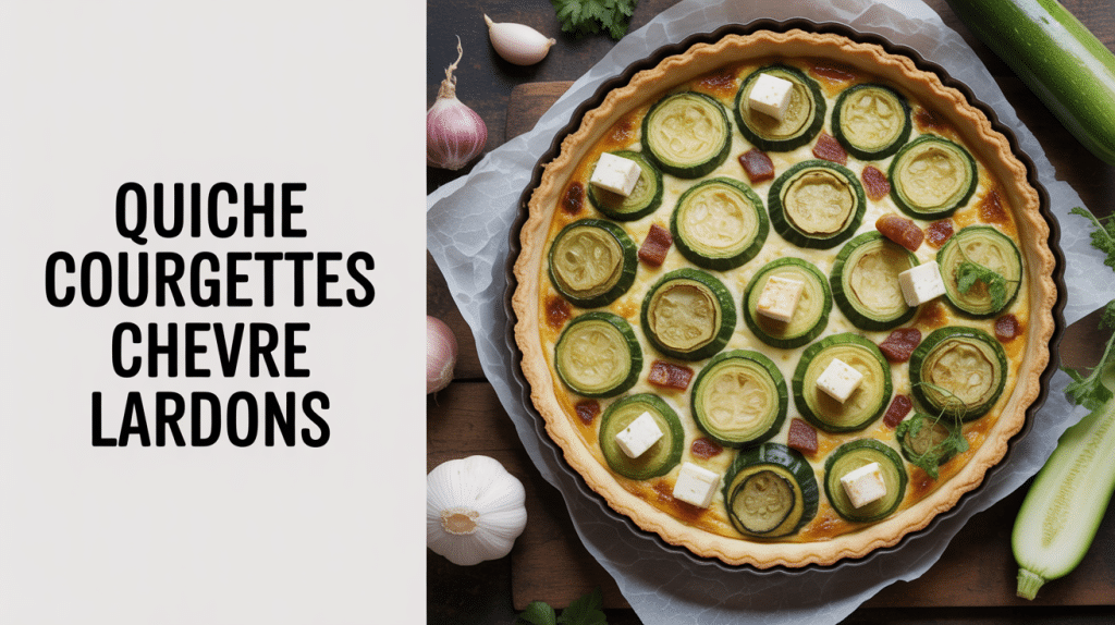 Quiche courgettes chèvre lardons sortie du four