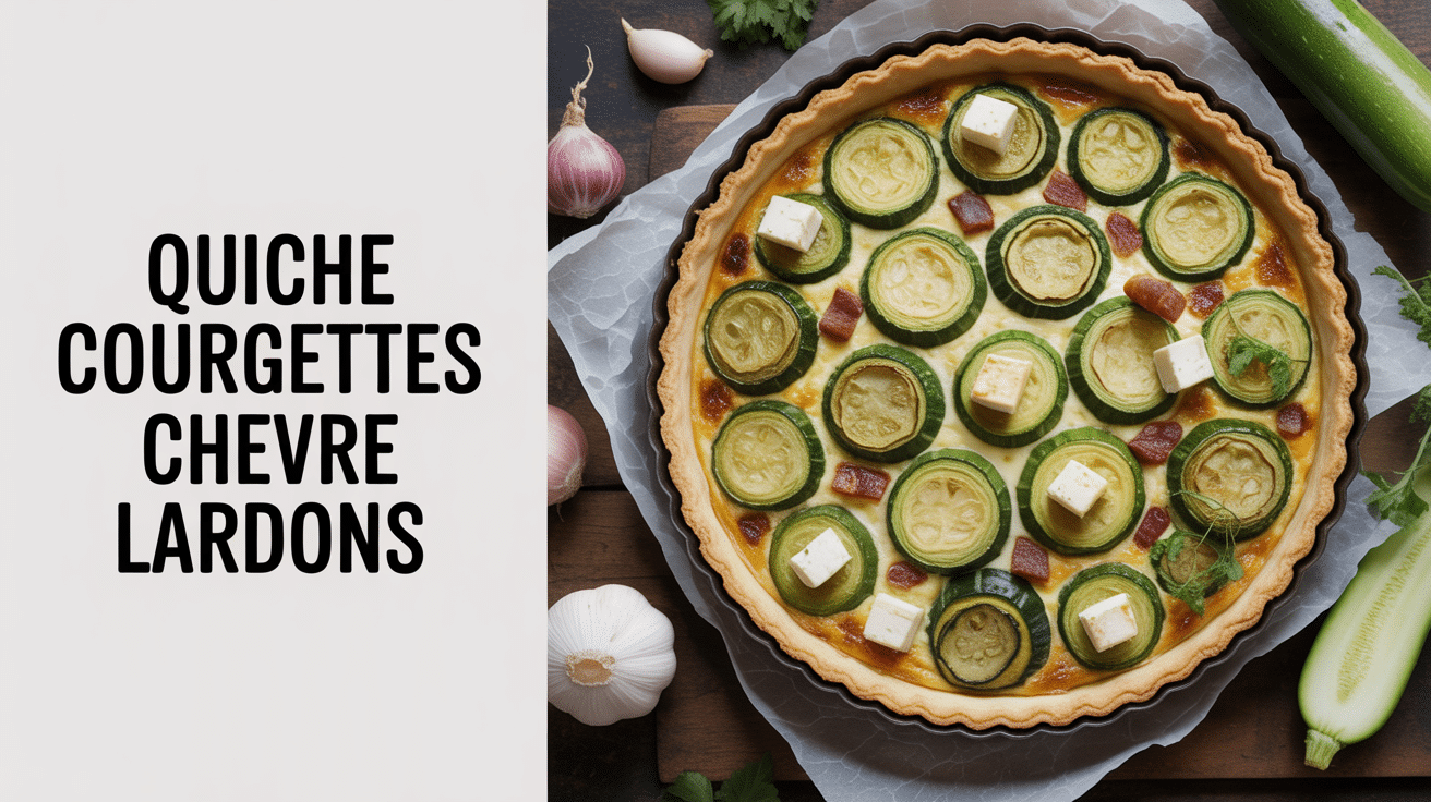 Quiche courgettes chèvre lardons sortie du four