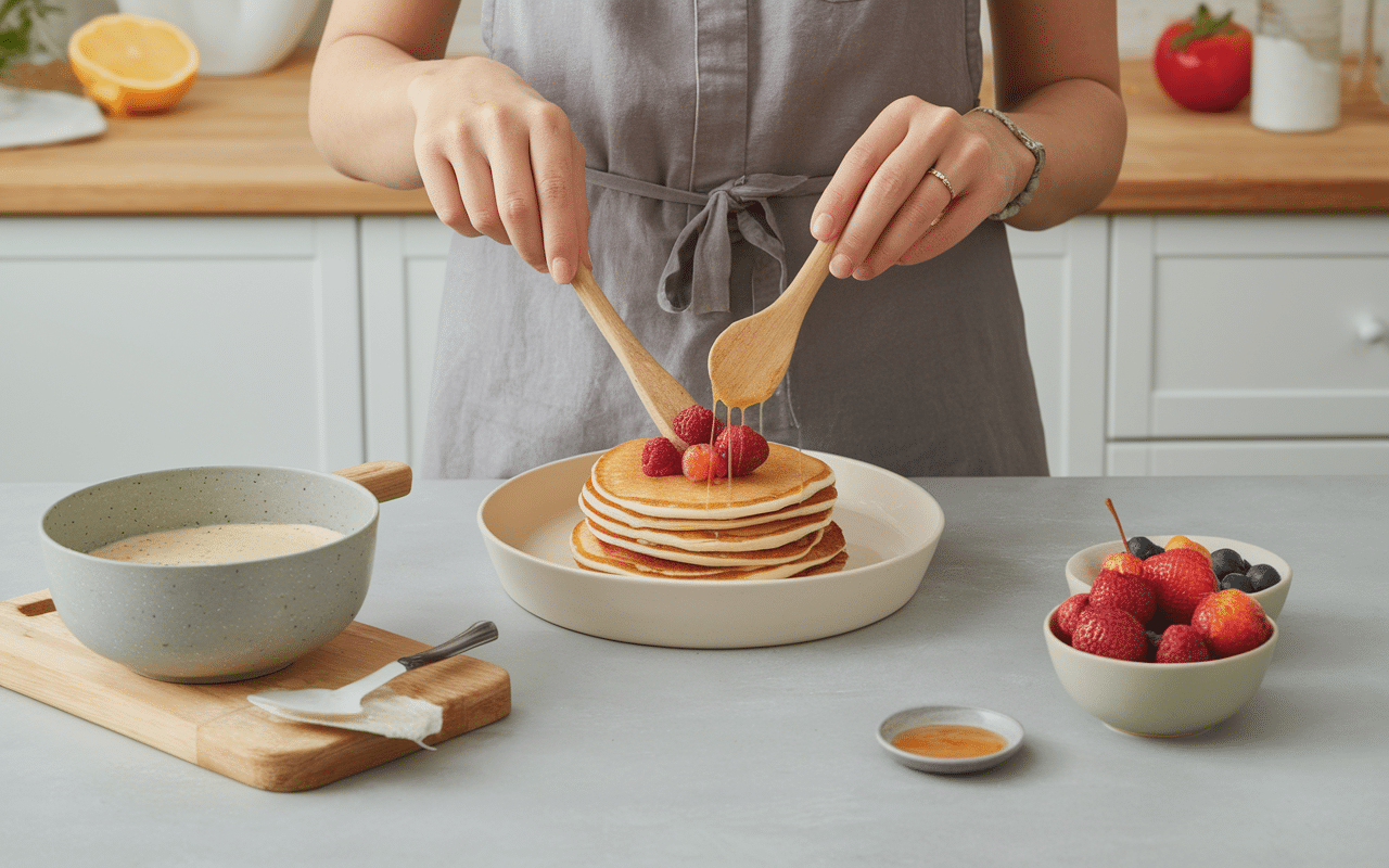 préparation pancakes recette lait fermenté étapes