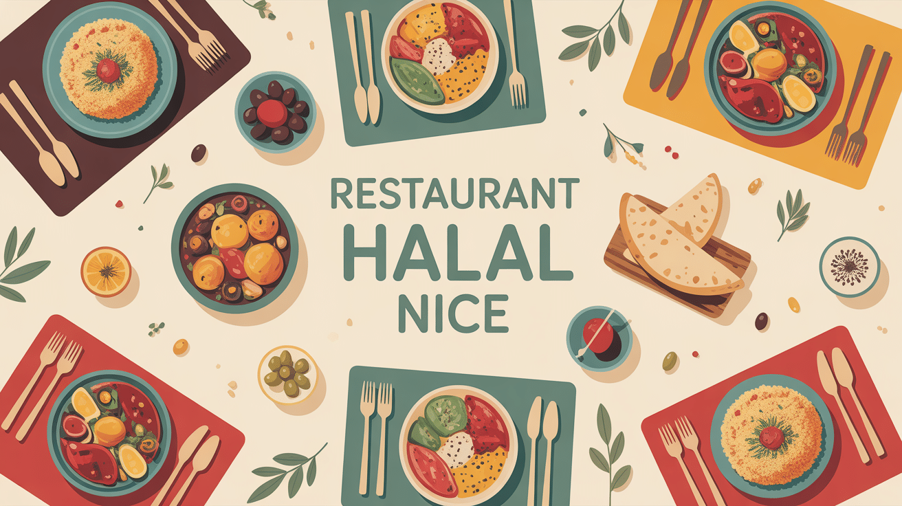 table colorée de resto halal nice plats orientaux méditerranéens